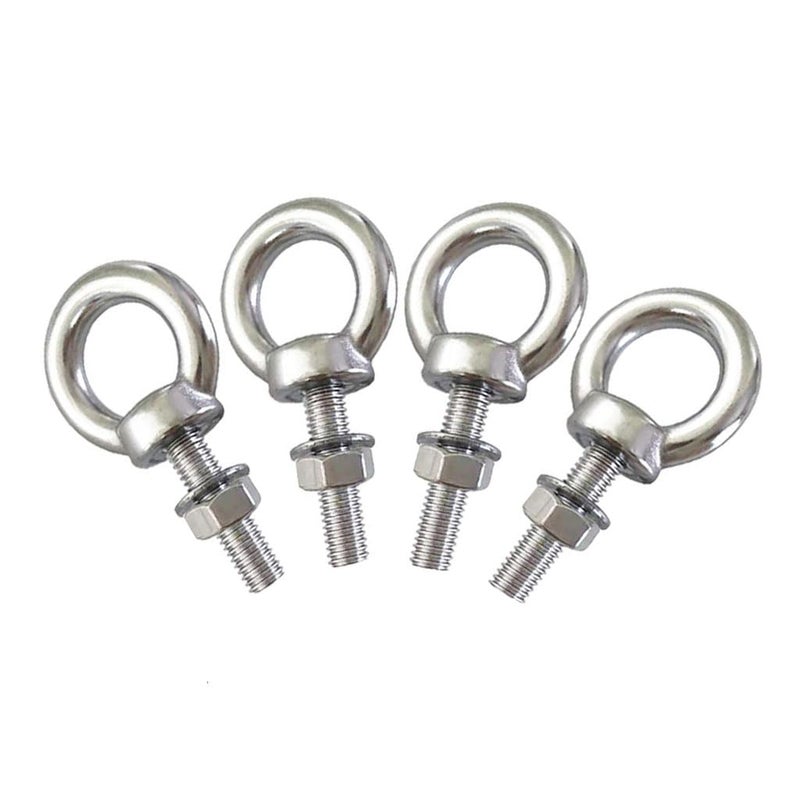 BLUELEC [304] M8 Stainless Steel Eye Bolts 1.2" Shoulder Eye Bolt 4Pcs, Thread Length: 30mm - Image 1